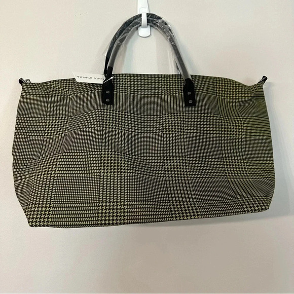 Lulu Dharma Green & Black Houndstooth Frasier Weekender Zip-Up Bag NWT - Picture 2 of 9